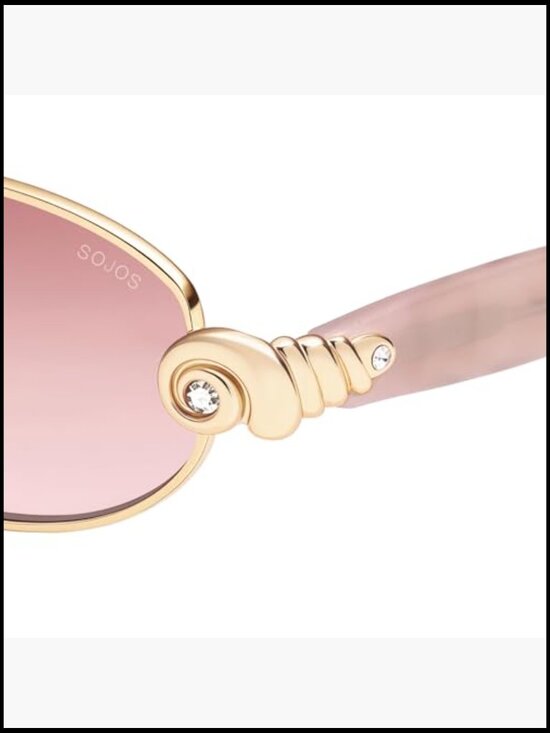 Vintage Oval Metal Acetate Sunglasses with Seashell Diamond Accents main image 4